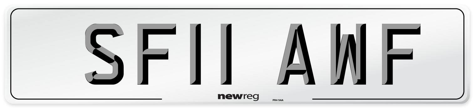 SF11 AWF Number Plate from New Reg